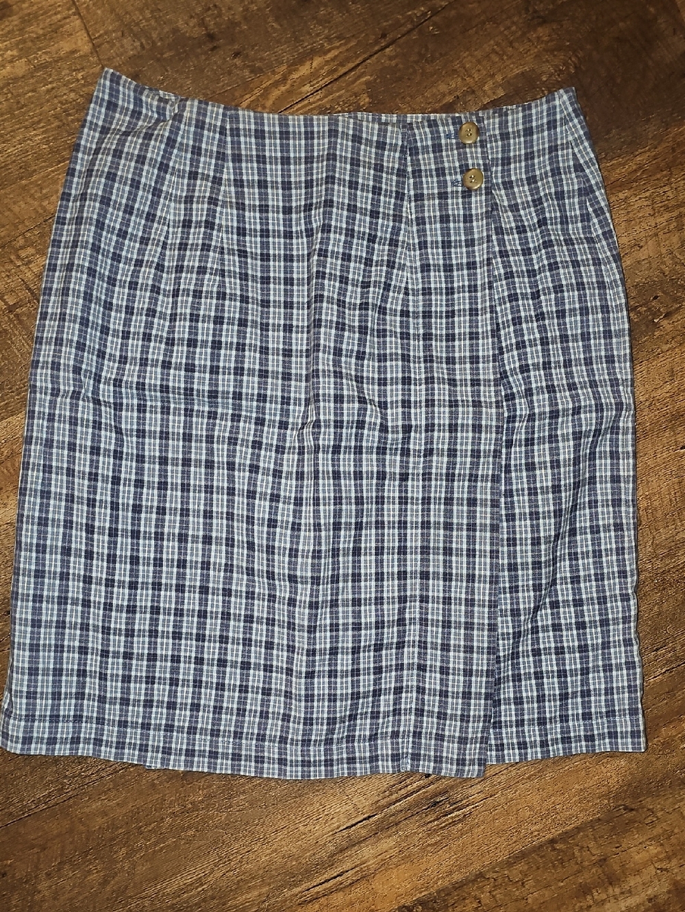 Charter Club Blue and White Plaid Pencil Skirt